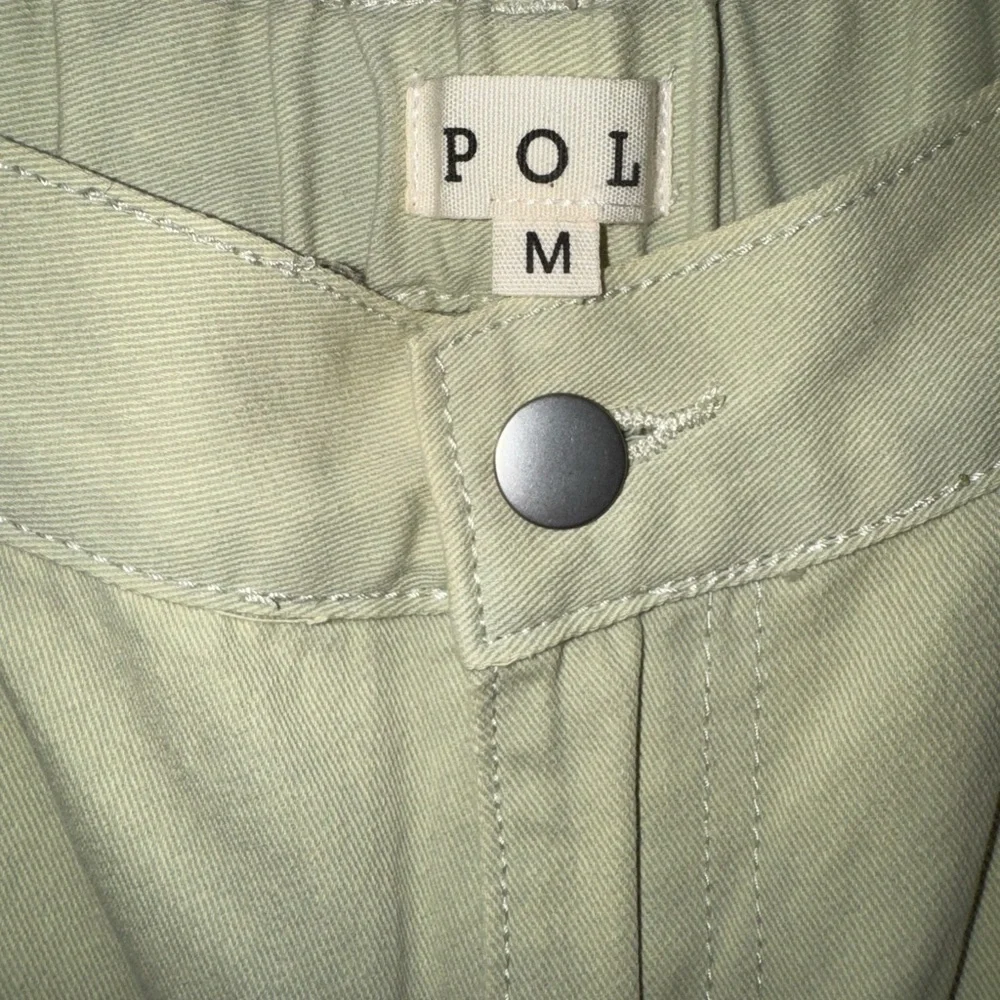 POL Medium Patch Work Mesh Denim Sage Green Jeans. Elastic in waist iNWOT. New - Picture 3 of 8